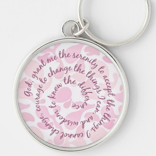 Roze Camo Serenity Prayer Sleutelhanger (Voorkant)