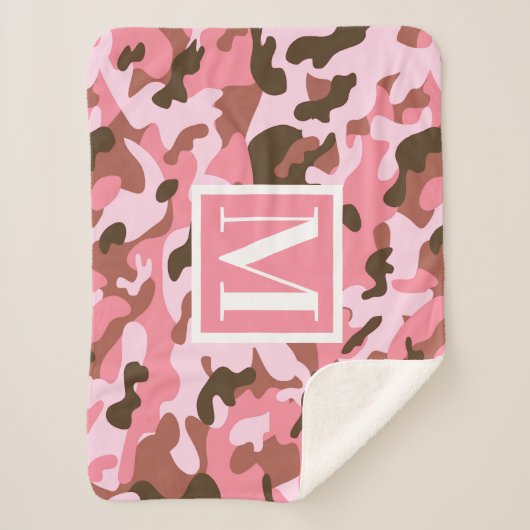 Roze Camo Sherpa Deken (Voorkant)