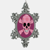 Roze Camo Skull en Crossbones Snowflake Ornament (Links)