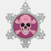 Roze Camo Skull en Crossbones Snowflake Ornament (Voorkant)