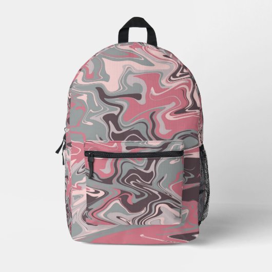 Roze Camo Spiraal Kunst Bedrukte Rugzak (Voorkant)