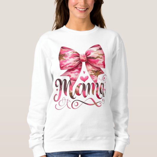 Roze Camo Strik ontwerp voor Mama Script Trui (Voorkant)