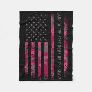 Roze Camo Usa Vlag Militaire Camouflage Vervuild Fleece Deken