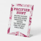 Roze Camo Verjaardagsfeestje benodigdheden Baby sh Reclamebord Met Voetstuk (Voorkant)