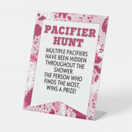 Roze Camo Verjaardagsfeestje benodigdheden Baby sh Reclamebord Met Voetstuk