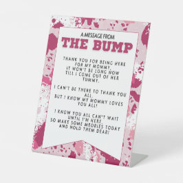 Roze Camo Verjaardagsfeestje benodigdheden Baby sh Reclamebord Met Voetstuk