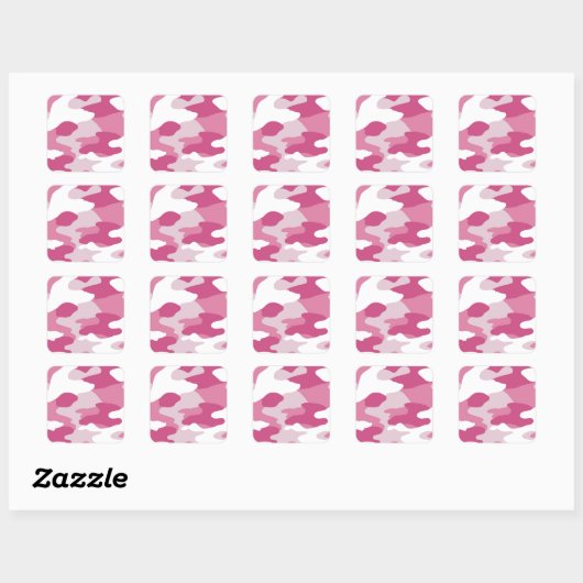Roze Camo Vierkante Sticker (Vel)