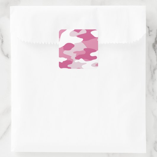 Roze Camo Vierkante Sticker (Tas)