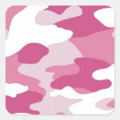 Roze Camo Vierkante Sticker (Voorkant)