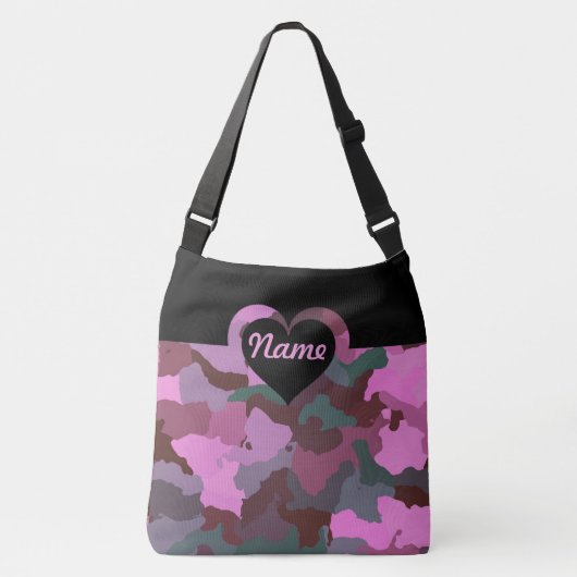 Roze Camo voor Groot Crossbody Tas (Voorkant)