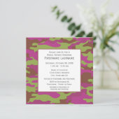 Roze Camo Vrijgezellenfeest of Engagement Party Kaart (Staand voorkant)