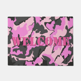 Roze Camo WELCOME-klep, 18 x 24 inch Deurmat