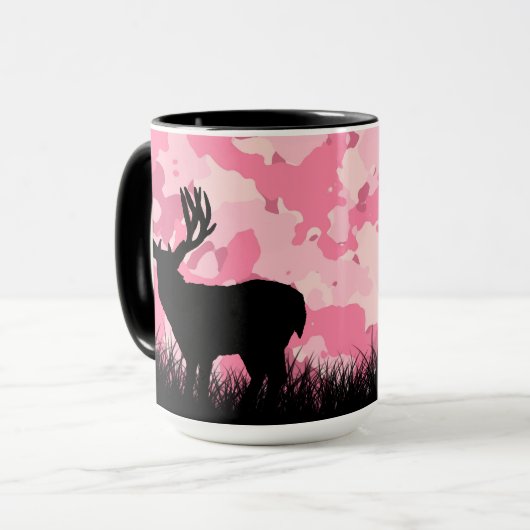 Roze Camo Whitetail Buck Deer Mok (Voorkant links)