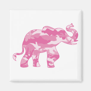 Roze-Camoflauge-Elephant Magneet