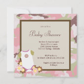 Roze Camouflage Babemeisje Shower Uitnodigingen (Achterkant)