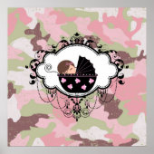 Roze Camouflage Baby Girl Wall Art Poster (Voorkant)