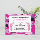 Roze Camouflage Baby Shower Invitaties Kaart (Staand voorkant)