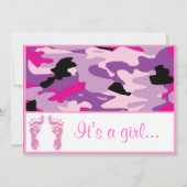 Roze Camouflage Baby Shower Invitaties Kaart (Achterkant)