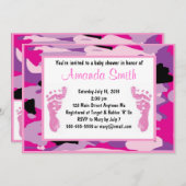 Roze Camouflage Baby Shower Invitaties Kaart (Voorkant / Achterkant)