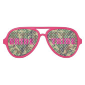 Roze Camouflage Bachelorette Bride Tribe Bril Aviator Zonnebril (Voorkant)