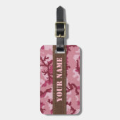 Roze camouflage bagagelabel (Voorkant verticaal)
