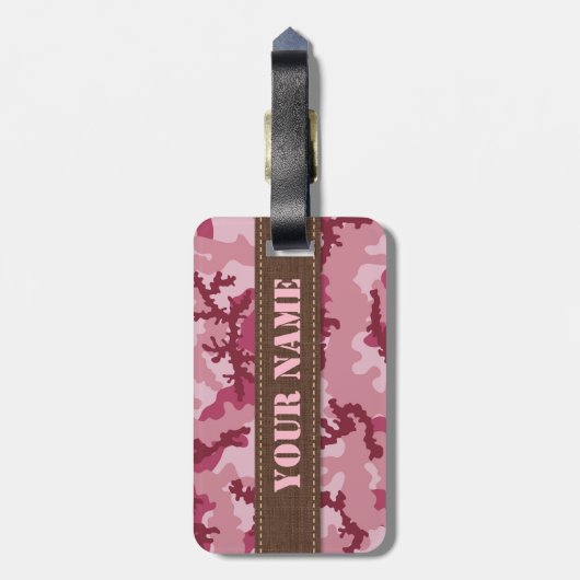 Roze camouflage bagagelabel (Achterkant verticaal)