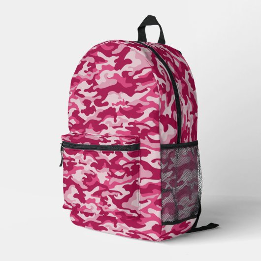 Roze Camouflage Bedrukte Rugzak (Achterkant Hoek Rechts)