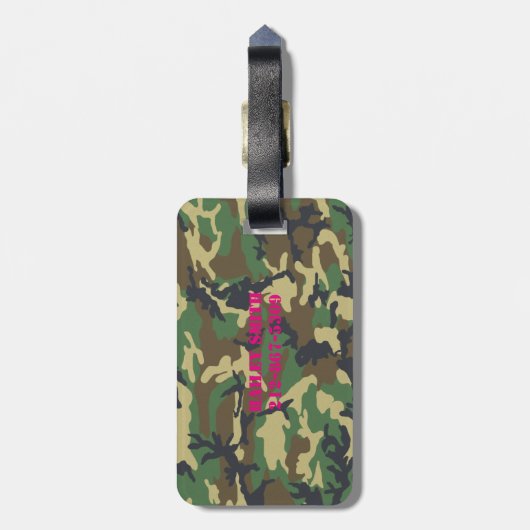 Roze Camouflage Bride Bachelorette Bagagelabels (Achterkant verticaal)