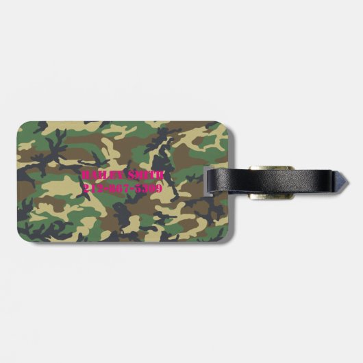 Roze Camouflage Bride Bachelorette Bagagelabels (Achterkant horizontaal)