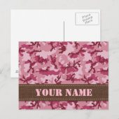 Roze camouflage briefkaart (Voorkant / Achterkant)