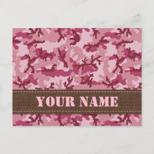 Roze camouflage briefkaart