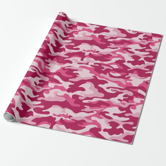 Roze Camouflage Cadeaupapier (Uitgerold)