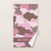 Roze Camouflage Camo Monogram Bad Handdoek (Handdoek)