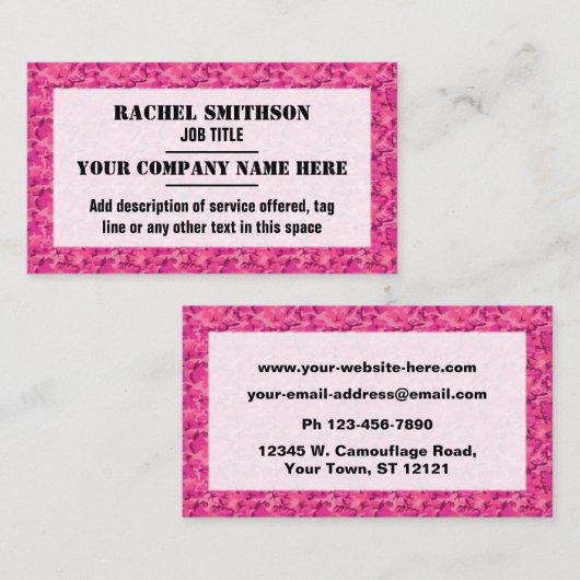 Roze Camouflage Camo Pattern Visitekaartje (Voorkant / Achterkant)
