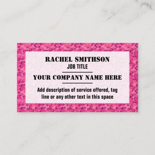 Roze Camouflage Camo Pattern Visitekaartje (Voorkant)