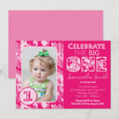 Roze Camouflage / Camothema Eerste verjaardag Kaart (Voorkant / Achterkant)