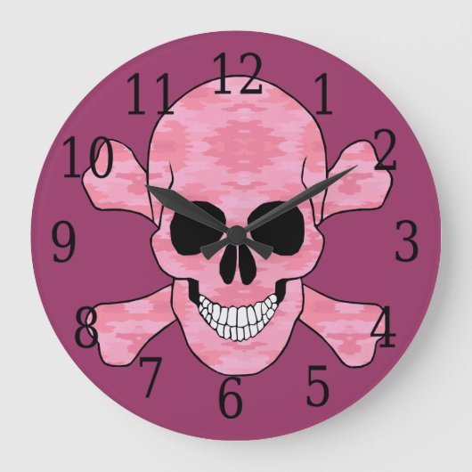 Roze Camouflage Clock Grote Klok (Voorkant)