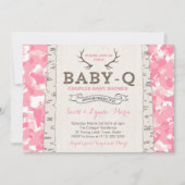 Roze Camouflage Co-ed Baby shower voor meisje Kaart (Voorkant)