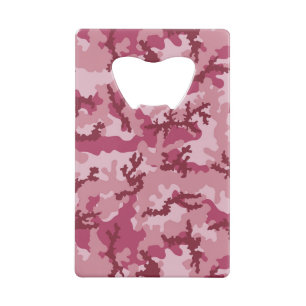 Roze camouflage creditkaart flessenopener