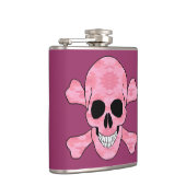Roze Camouflage Cull Skull en Crossbones Kolf Heupfles (Rechts)