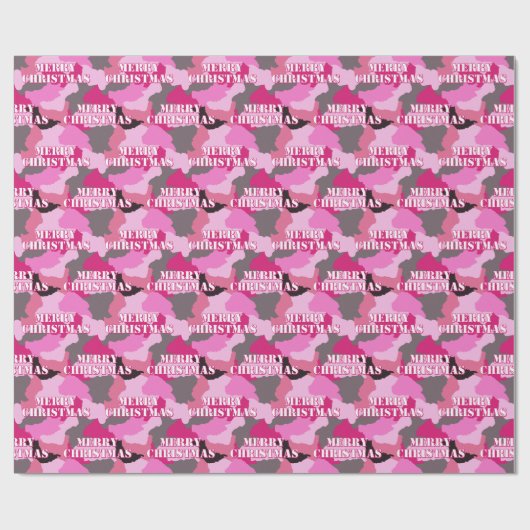 Roze Camouflage Custom Merry Christmas Cadeaupapier (Vlak)