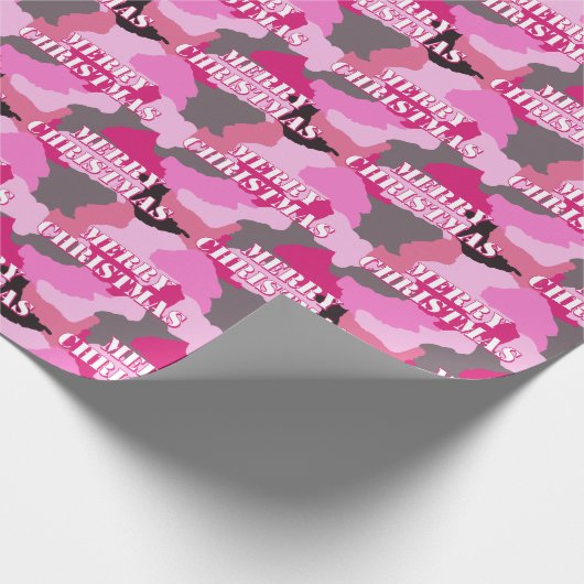 Roze Camouflage Custom Merry Christmas Cadeaupapier (Hoek)