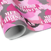 Roze Camouflage Custom Merry Christmas Cadeaupapier (Rol Hoek)