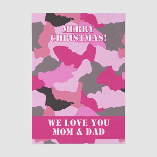 Roze Camouflage Custom Merry Christmas Tissuepapier (Voorkant)