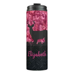Roze Camouflage Deer Hunting Name Women's Tumbler Thermosbeker