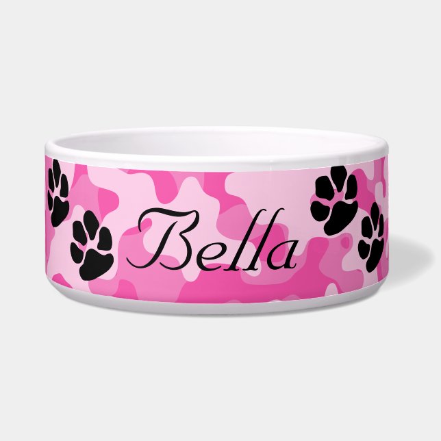 Roze Camouflage Dog Bowl Voerbakje (Voorkant)