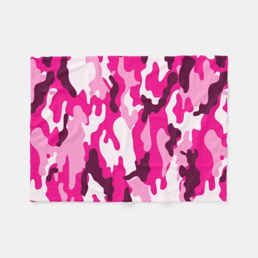 Roze Camouflage Fleece Blanket (Voorkant (Horizontaal))