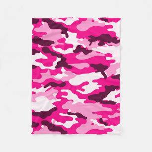 Roze Camouflage Fleece Blanket Deken