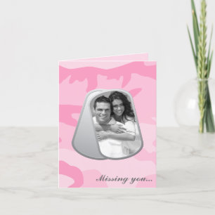 Roze Camouflage Foto van Dog Tags Kaart