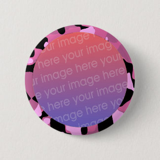 roze camouflage fotolijst ronde button 5,7 cm